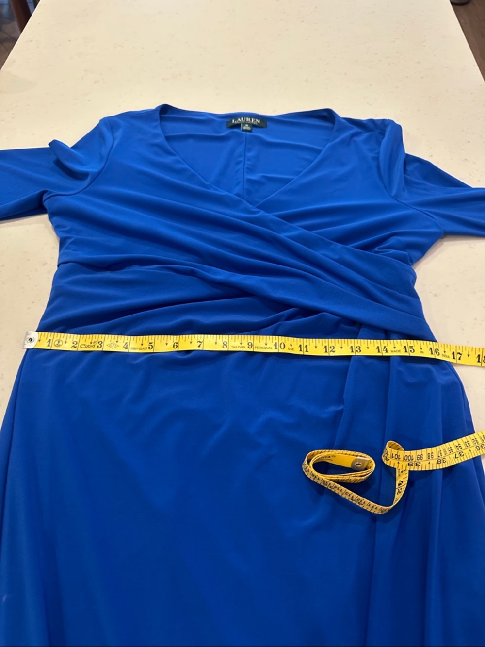 Ralph Lauren 3/4th Sleeve Ruched Dress Size 10 - Picture 6 of 7